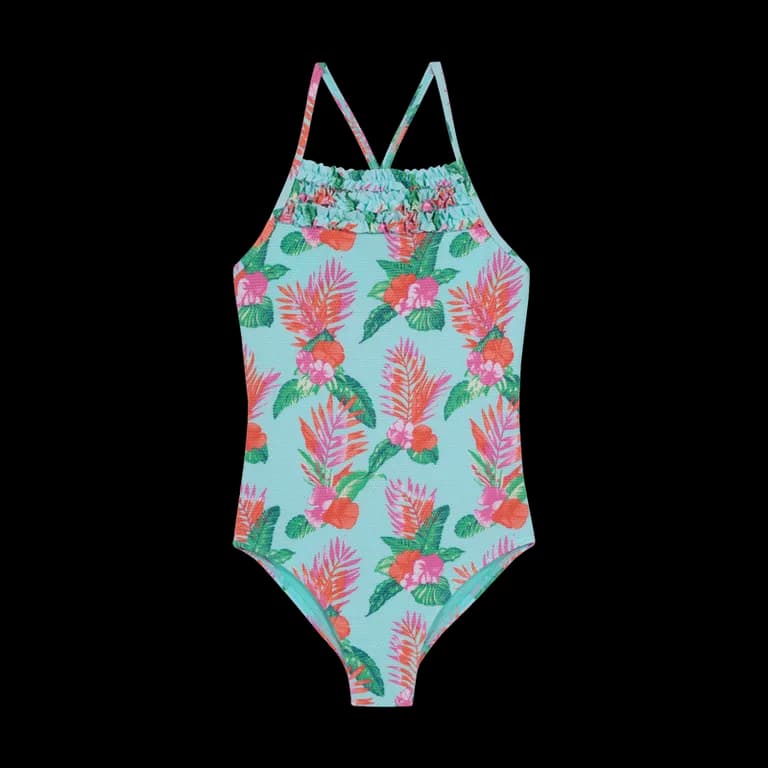 Traje de Bano Nina Entero UV30 Textura Celeste Celeste 4