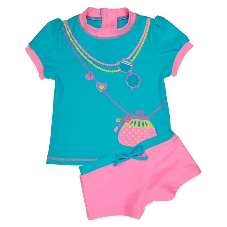 Traje de Bano Bebe Nina Set UV 50 Turquesa - Verde Verde 9-12 MESES