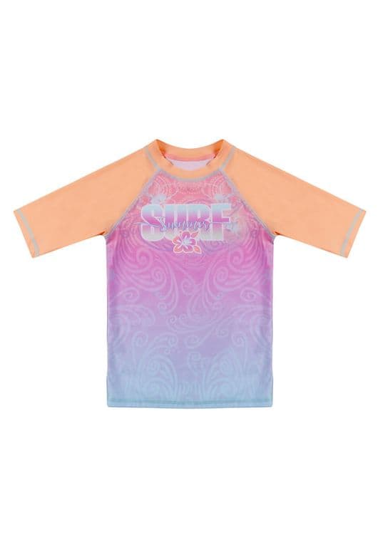 Polera Nina Manga Corta UV50 Coral Coral 4