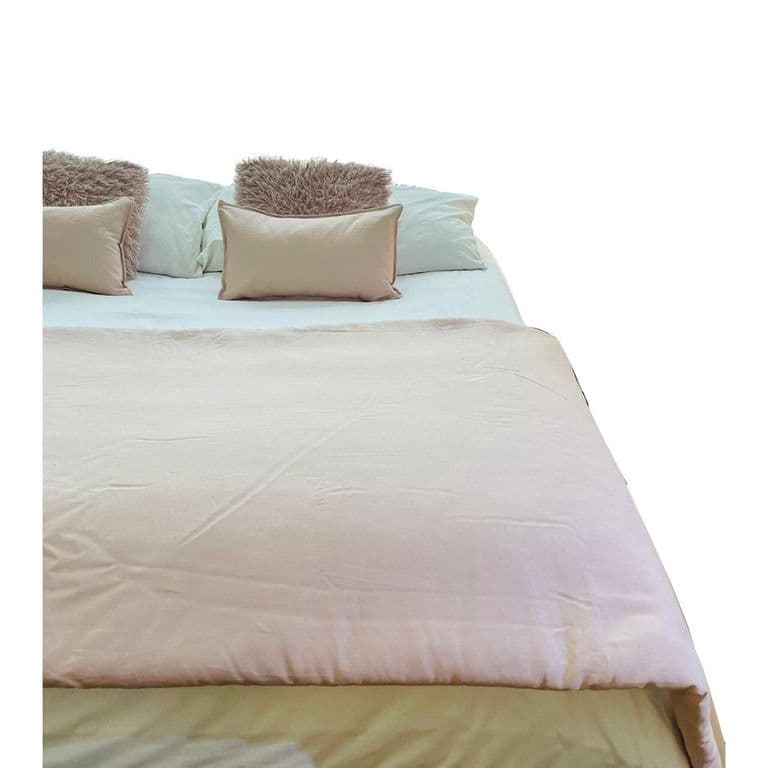 Set Piecera Lino Rosado Nude 90 X 240 2 Cojines