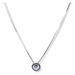 Collar Circon 4mm Punto Luz Plata 925 Plateado TALLA UNICA