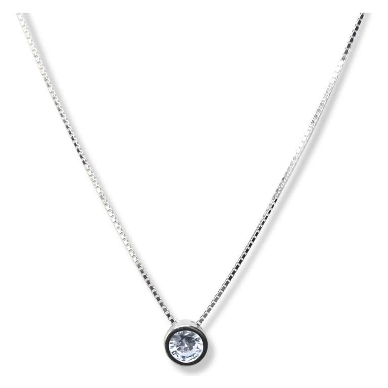 Collar Circon 4mm Punto Luz Plata 925 Plateado TALLA UNICA