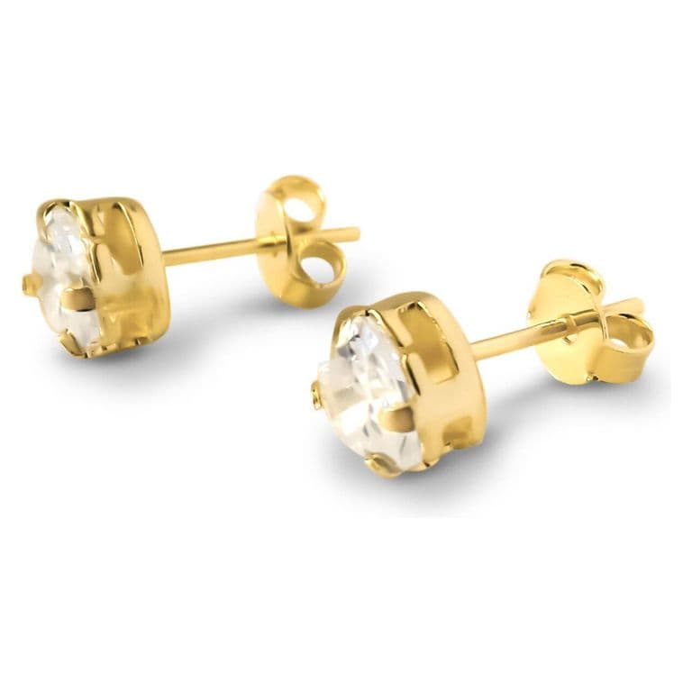 Aros Corazon Circon Enchapado Oro 18K Dorado TALLA UNICA