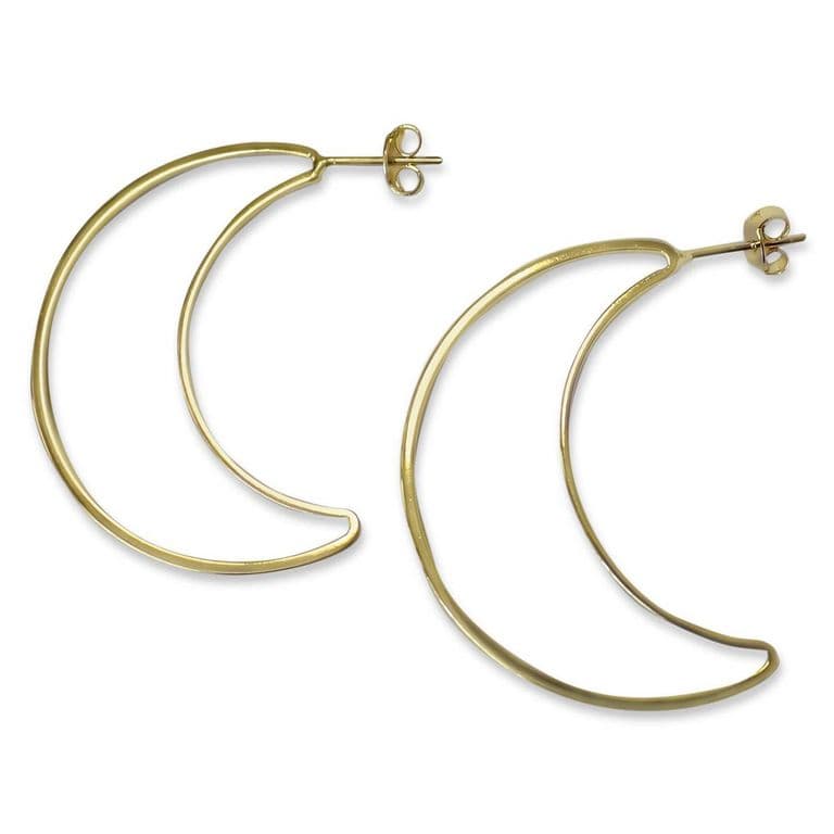 Aros Argollas Luna Creciente Enchapado Oro 18K Dorado TALLA UNICA