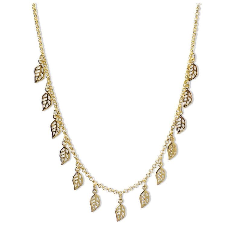 Collar Choker Hojas Caladas 42cm Enchapado Oro 18K Dorado TALLA UNICA