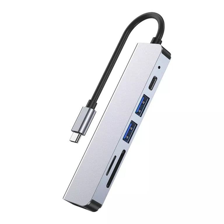 Hub Tipo C 6 en 1 Hdmi 4k Sd Pd Compatible Mac y Windows