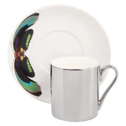 Taza Cafe Con Plato Reflejo Verde 2 Pzas