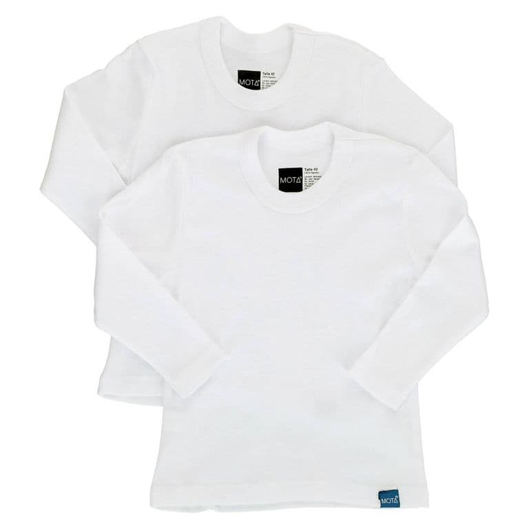 Camiseta manga larga algodon pack 2 Blanco 6