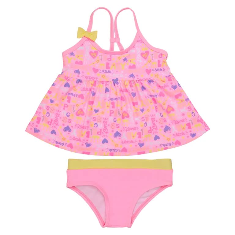 Traje de Bano Bebe Nina Tankini UV 30 Rosado - Rosa Rosa 12-18 MESES