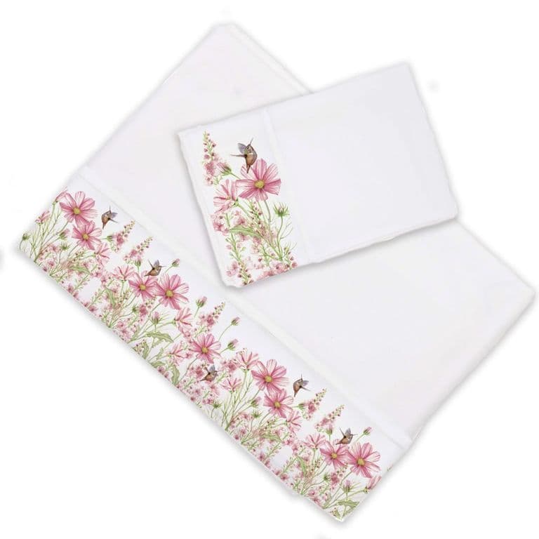 Juego de Sabanas Jardin Primaveral Rosa 1 Plaza