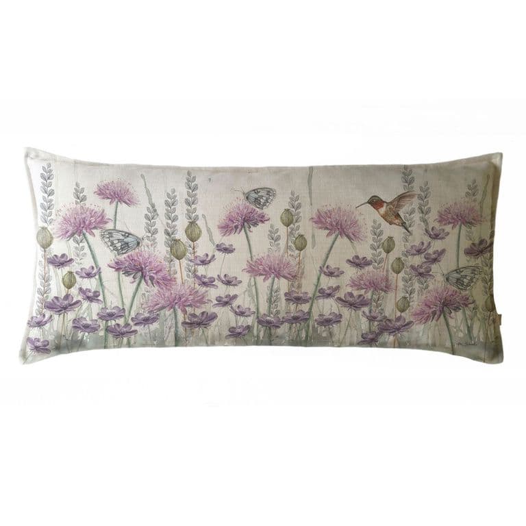 FUNDA COJIN MARISA JARDIN SILVESTRE LILA Y HOJITAS XL
