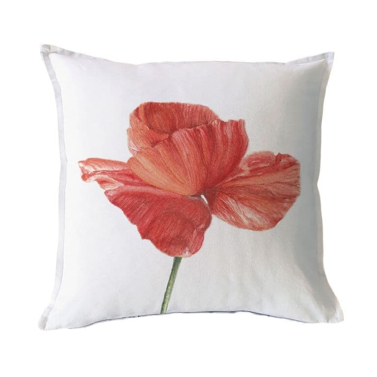 FUNDA COJIN ALGODON AMAPOLA ROJA CERRADA 45X45
