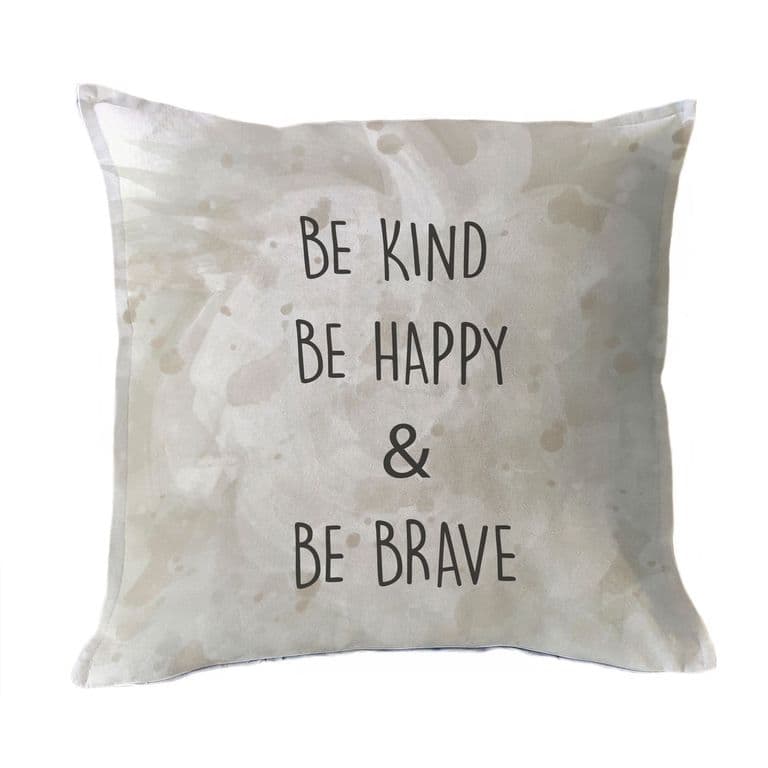 FUNDA COJIN ALGODON KIND, HAPPY AND BRAVE 45X45
