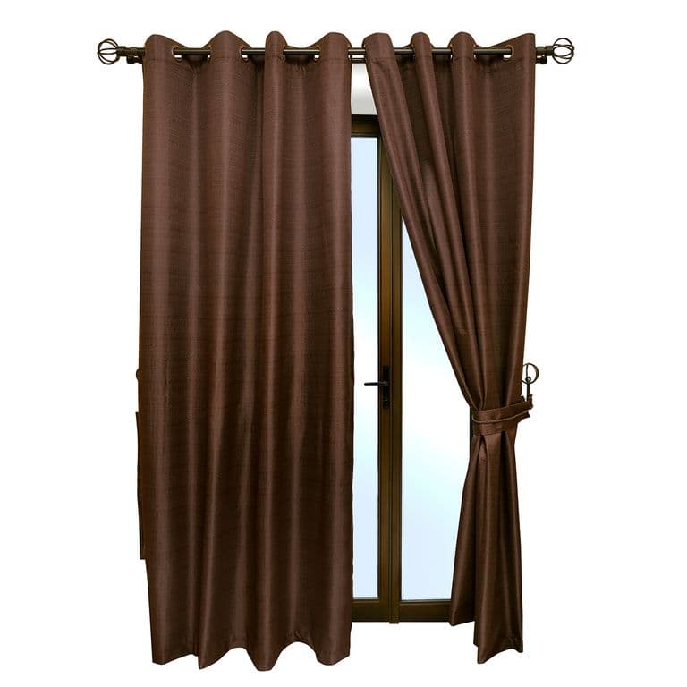 Set Cortina Blackout 6 Piezas Con Argolla Chocolate
