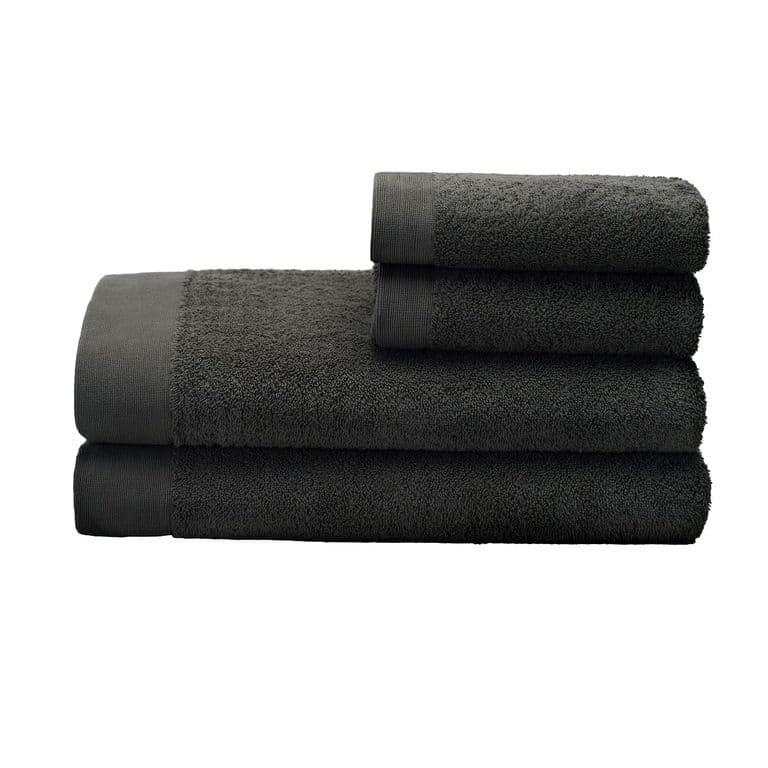 Set 2 toallas mano y 2 toallones Elegance grafito, 100% alg, 550 gr/m2