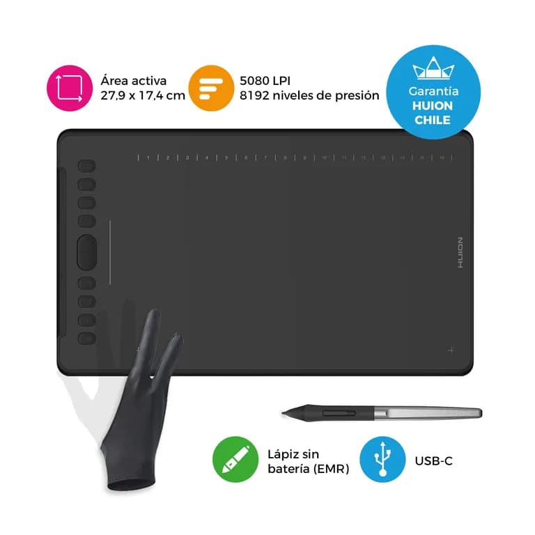 Tableta Grafica Inspiroy H1161 con Touch Strip y Guante