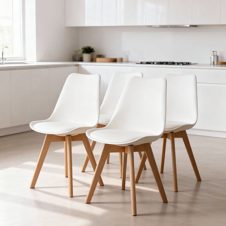 Pack 4 Sillas Eames Tulip Acolchadas Blanca Blanco