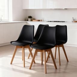 Pack 4 Sillas Tulip Acolchadas Negra Negro