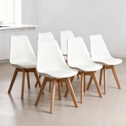 Pack 6 Sillas Eames Tulip Acolchadas Blanca Blanco