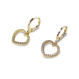 Aros Argollas Corazon Circon Enchapado Oro 18K Dorado TALLA UNICA