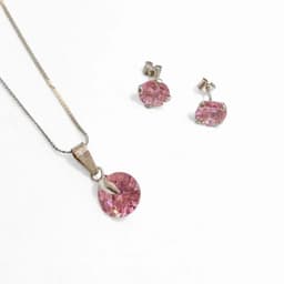 Conjunto circon Plata Rosado Rosa TALLA UNICA