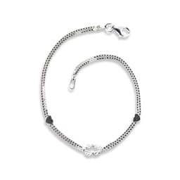 Pulsera Nudo 2 Corazones Plata 925 Plateado TALLA UNICA