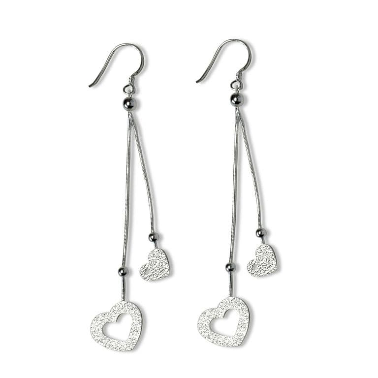 Aros Corazones Colgantes Plata Fina 925 Plateado TALLA UNICA