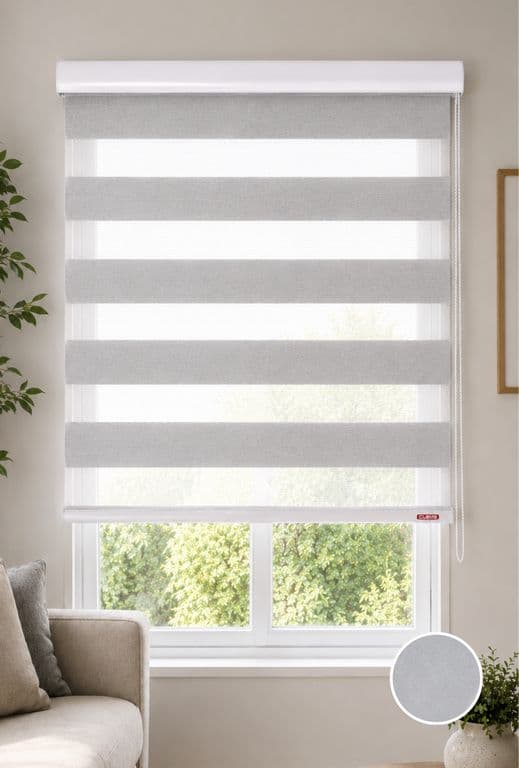 Cortina Roller Duo Zebra Dia y Noche 120X140 Gris