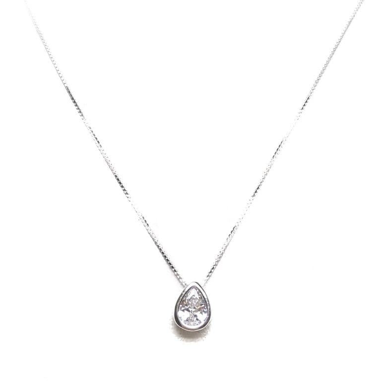 Collar Punto De Luz Gota Plata Fina 925 Plateado TALLA UNICA