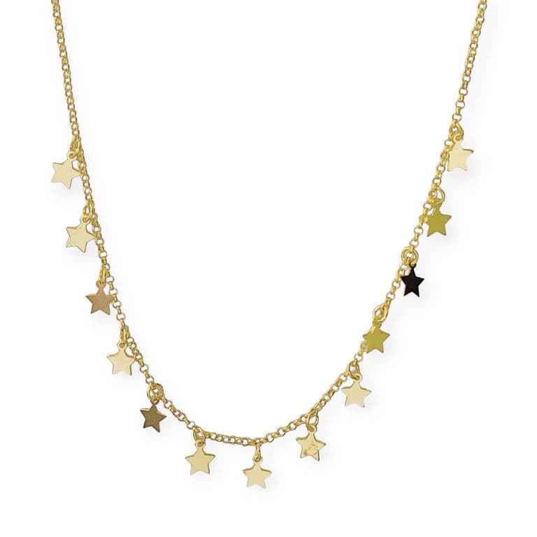 Collar Choker Estrellas Colgantes Enchapado Oro 18K Dorado TALLA UNICA