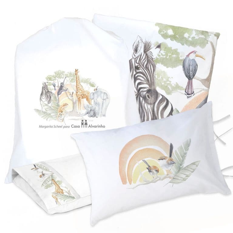 Juego de Cama Funda de Plumon + Sabana Bajera +2 Fundas Almohada Safari 1 Plaza