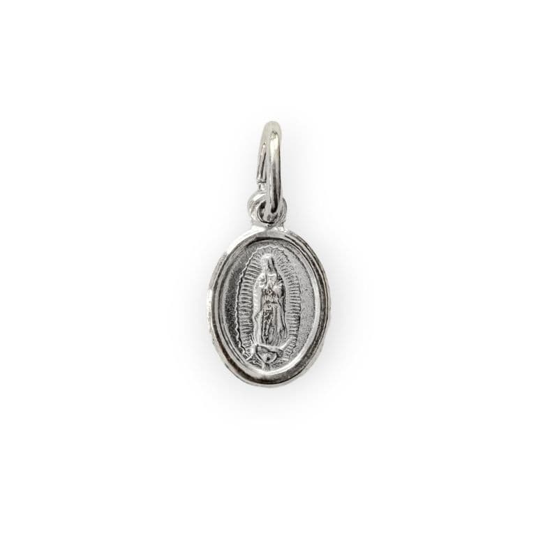 Colgante Medalla Mini Virgen De Guadalupe 7mm Plata Fina 925 Plateado TALLA UNICA