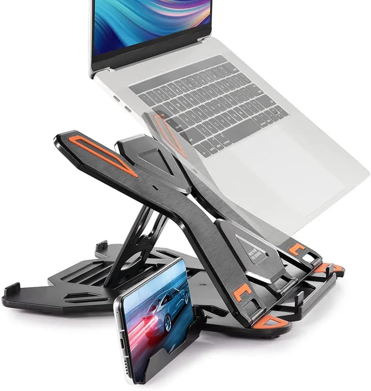 Soporte Base Notebook Y Celular Ajustable Hasta 17 Pulgadas - Negro