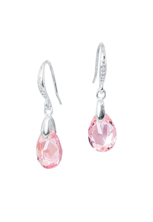 Aros Gota de Luz Plata 925 creado con cristales de Swarovski Light Rose Rosa 1