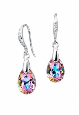 Aros Gota de Luz Plata 925 creado con cristales de Swarovski Vitral Light Violeta TALLA UNICA