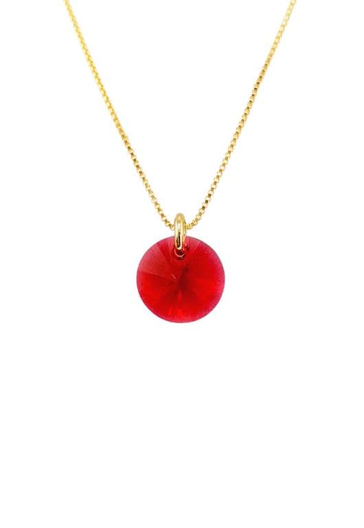 Collar Punto de Luz Gold 24K creado con cristales de Swarovski Scarlet Rojo TALLA UNICA