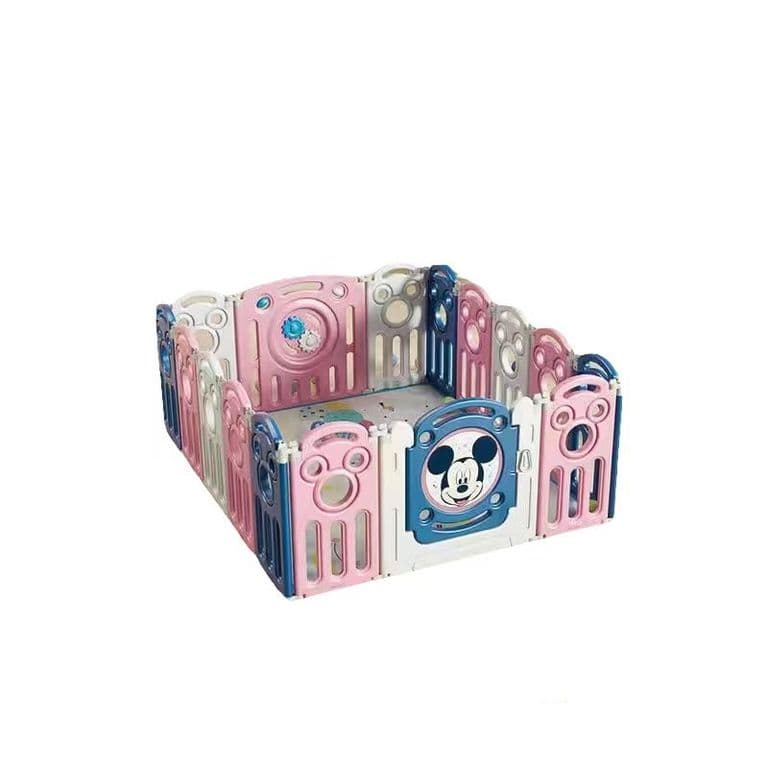 Corral Bebe Plegable 1.26x1.5m Alfombra Rosado