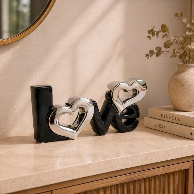 Figura Decorativa Love Black Silver