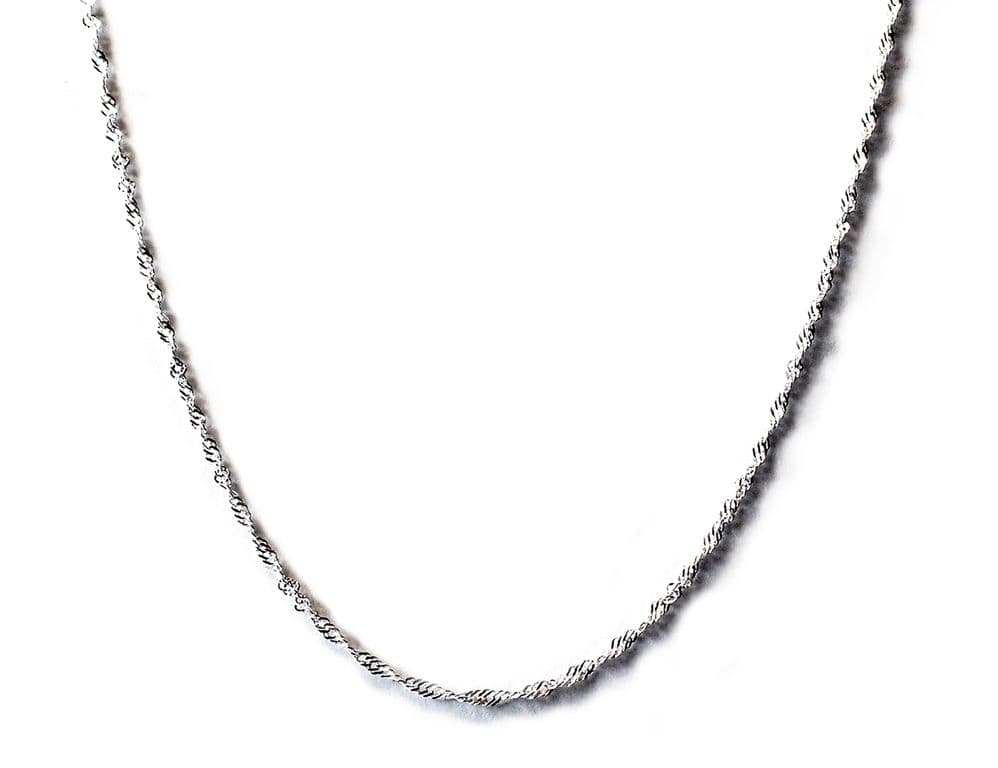 Cadena Cordon Enroscado 45cm Plata Fina 925. Plateado TALLA UNICA
