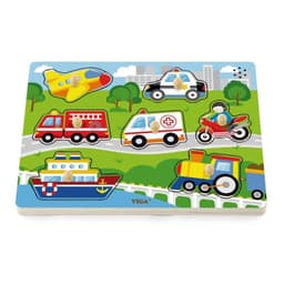 Juguete Madera Puzzle Sonido Transporte 7 Pz