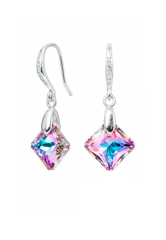Aros Cristina Plata 925 creado con cristales de Swarovski Vitral Light Violeta TALLA UNICA