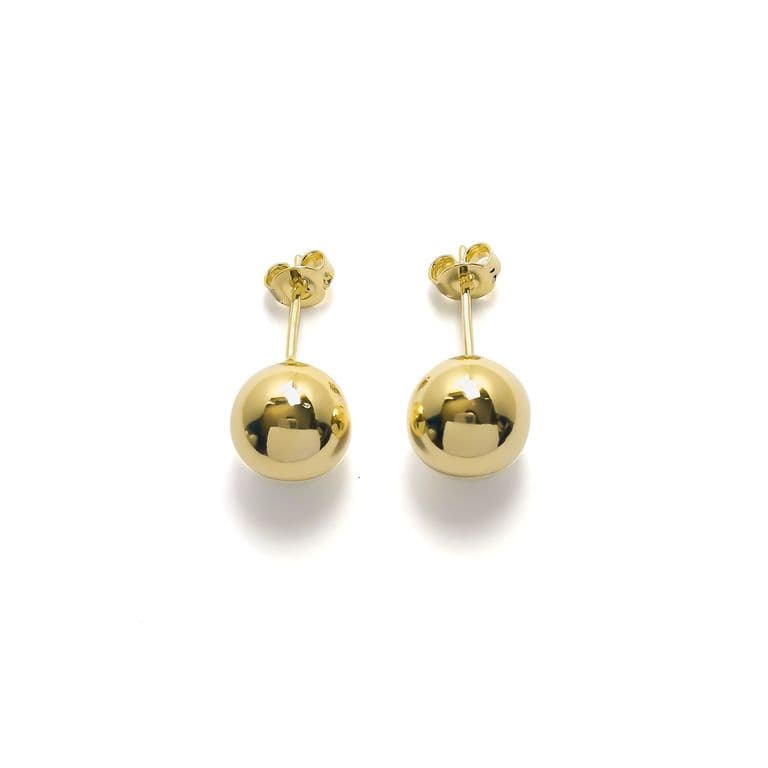 Aros Bola Lisa 10mm Enchapado Oro 18K Dorado TALLA UNICA