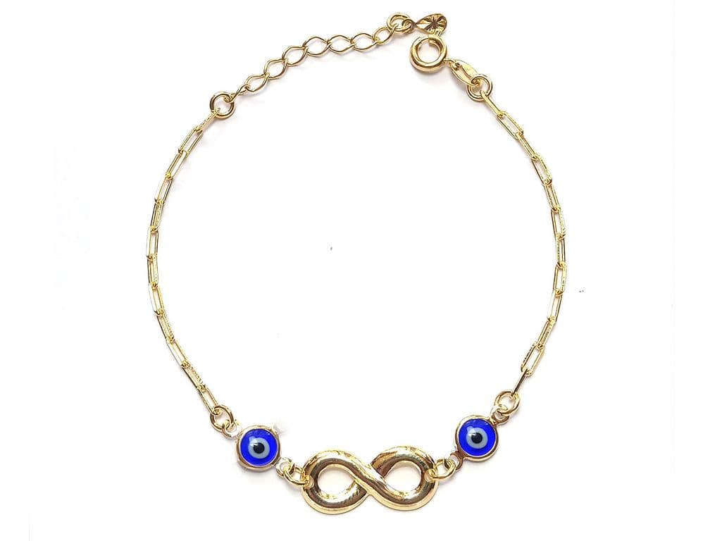 Pulsera Infinito Ojos Turcos Enchapada Oro 18K Dorado TALLA UNICA