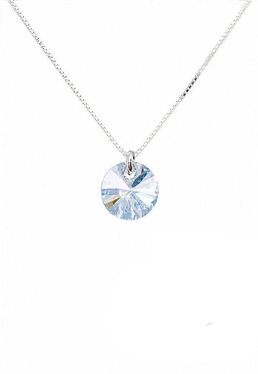 Collar Punto De Luz Plata 925 creado con Cristales de Swarovski Blue Shade Celeste TALLA UNICA