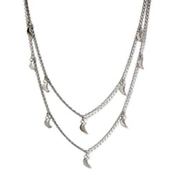 Collar Lunas Doble Plata Fina 925 Plateado TALLA UNICA