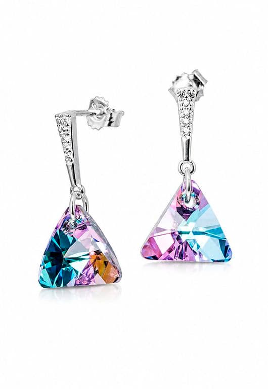 Aros Trinidad Plata 925 creado cristales de Swarovski Vitral Light Violeta TALLA UNICA