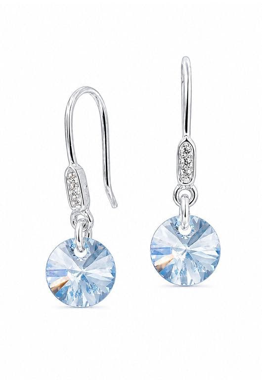 Aros Punto De Luz Circon Plata 925 creado con cristales de Swarovski Blue Shade Azul Claro TALLA UNICA