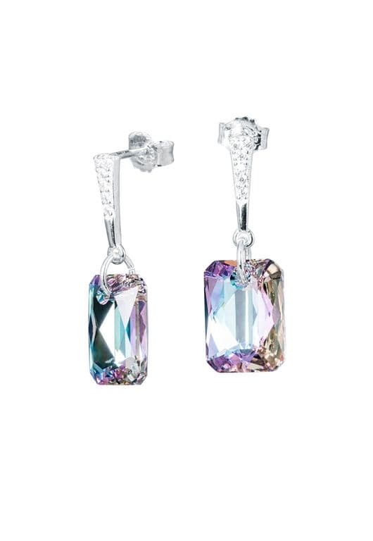 Aros Estefania Plata 925 creado con cristales de Swarovski Vitral Light Violeta TALLA UNICA