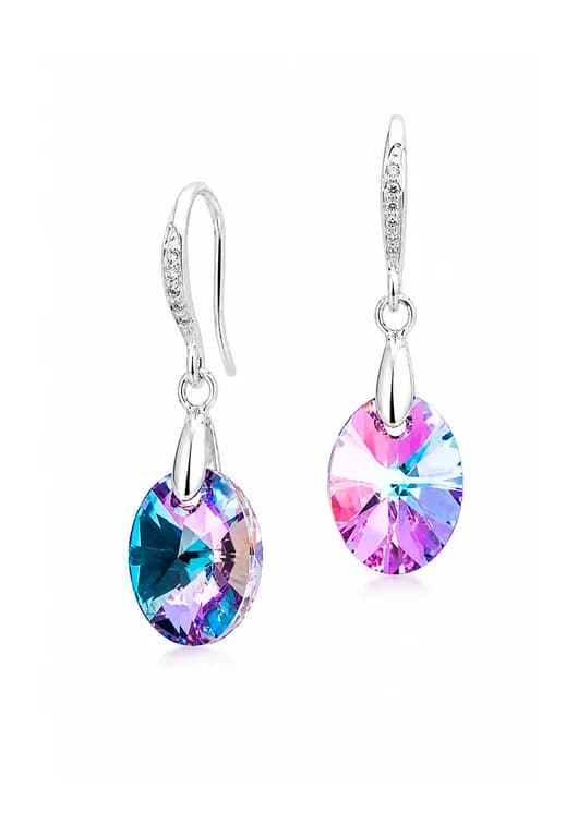 Aros Praga Plata 925 creado con cristales de Swarovski Vitral Light Lila TALLA UNICA