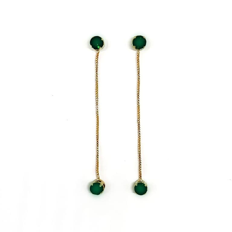 Aros Circones Verde Cadena Colgante Enchapado Oro 18K Dorado TALLA UNICA